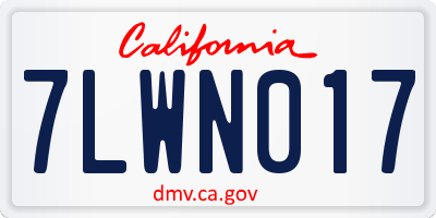 CA license plate 7LWN017