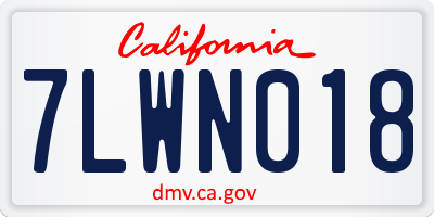 CA license plate 7LWN018
