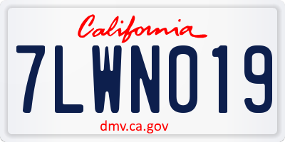 CA license plate 7LWN019