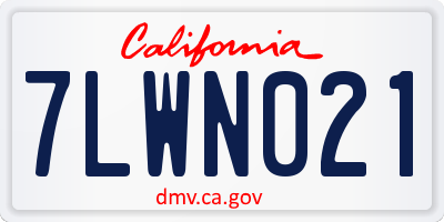 CA license plate 7LWN021