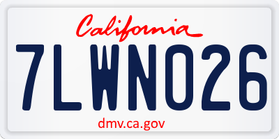 CA license plate 7LWN026
