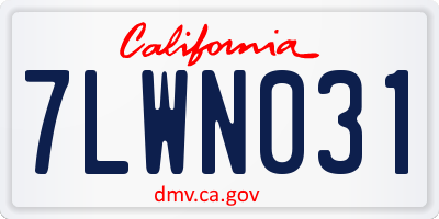 CA license plate 7LWN031