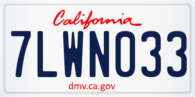 CA license plate 7LWN033