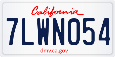 CA license plate 7LWN054