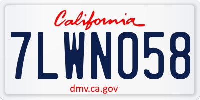 CA license plate 7LWN058