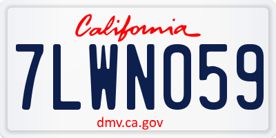 CA license plate 7LWN059