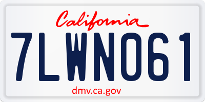 CA license plate 7LWN061