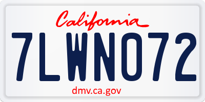 CA license plate 7LWN072