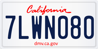CA license plate 7LWN080