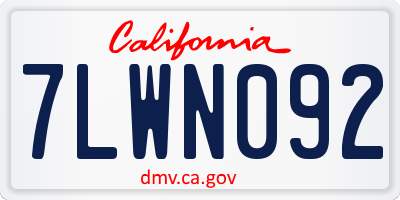 CA license plate 7LWN092