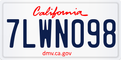 CA license plate 7LWN098