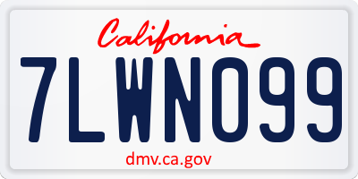 CA license plate 7LWN099