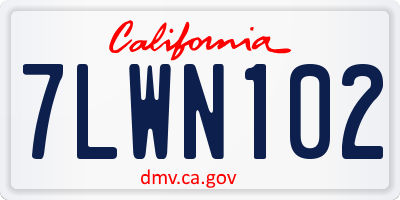 CA license plate 7LWN102