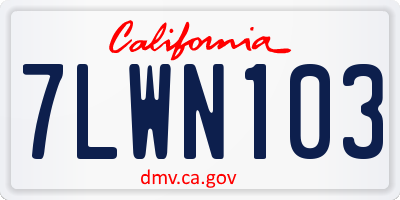 CA license plate 7LWN103