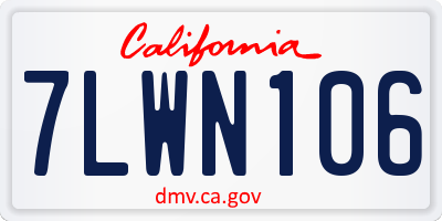 CA license plate 7LWN106
