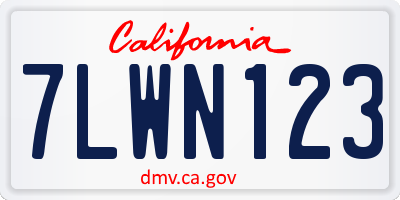 CA license plate 7LWN123