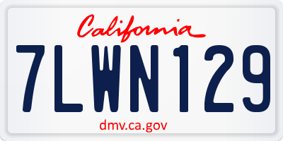 CA license plate 7LWN129