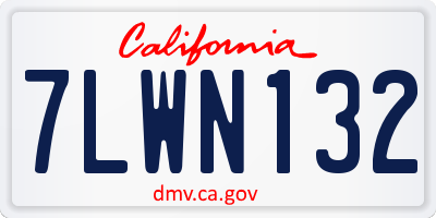 CA license plate 7LWN132