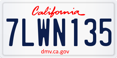 CA license plate 7LWN135