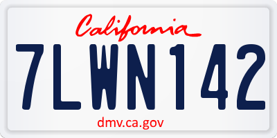 CA license plate 7LWN142