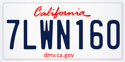 CA license plate 7LWN160