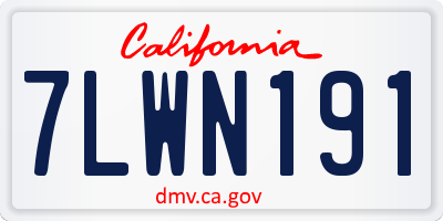 CA license plate 7LWN191