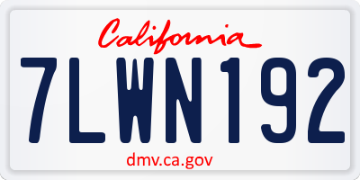 CA license plate 7LWN192