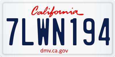 CA license plate 7LWN194