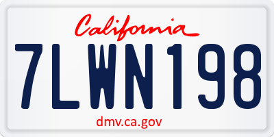 CA license plate 7LWN198