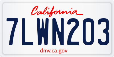 CA license plate 7LWN203