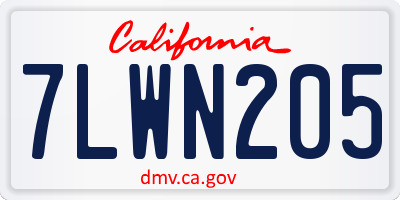 CA license plate 7LWN205