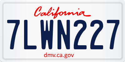 CA license plate 7LWN227