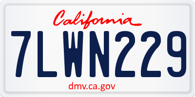 CA license plate 7LWN229