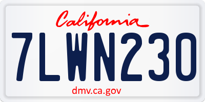 CA license plate 7LWN230