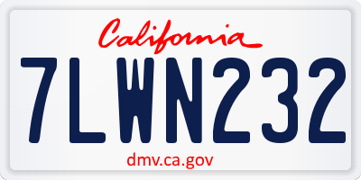 CA license plate 7LWN232