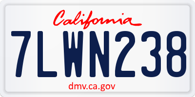 CA license plate 7LWN238