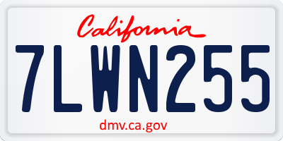 CA license plate 7LWN255