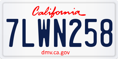 CA license plate 7LWN258