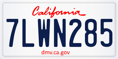 CA license plate 7LWN285