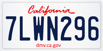 CA license plate 7LWN296