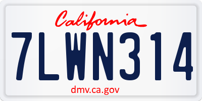 CA license plate 7LWN314