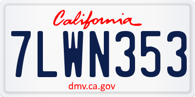 CA license plate 7LWN353