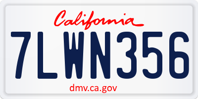 CA license plate 7LWN356