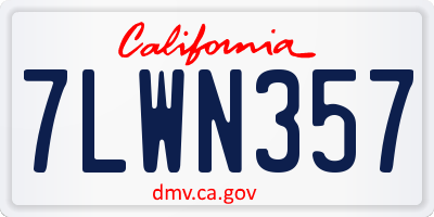 CA license plate 7LWN357