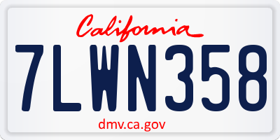CA license plate 7LWN358