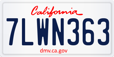 CA license plate 7LWN363