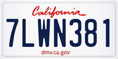 CA license plate 7LWN381