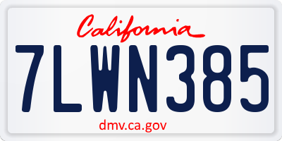 CA license plate 7LWN385