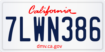 CA license plate 7LWN386
