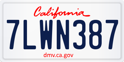 CA license plate 7LWN387